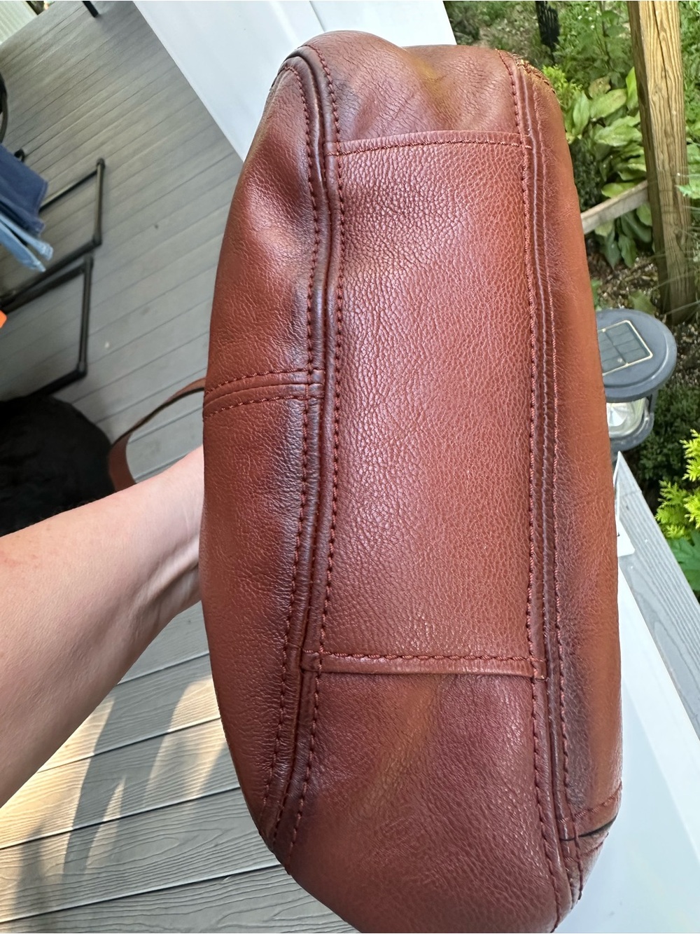 Frye Modern Ring Crossbody Distressed Brown Leather with Brass Ring Accent - Picture 6 of 11